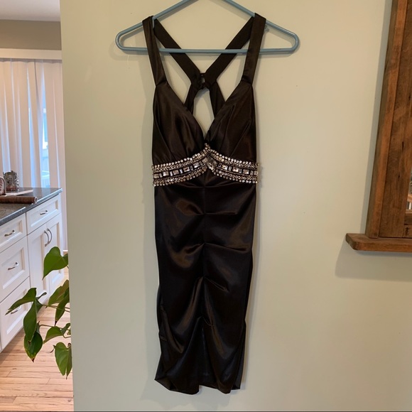 Black dress with rhinestones - Picture 1 of 3